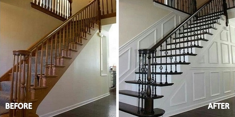 Interior Staircase Home Painted Houston Painter Before & After
