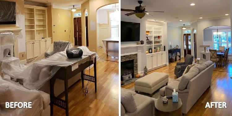 Interior Home Painted Houston Painter Before & After