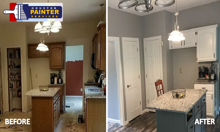 Interior Home Painted Houston Painter Before & After